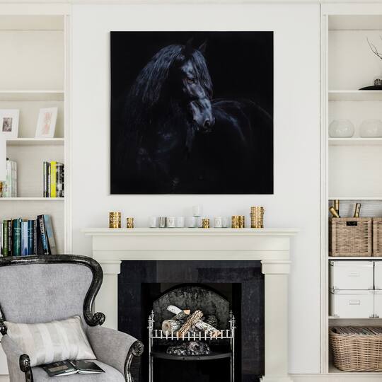 Empire Art Direct 38" x 38" Black Equine Attraction Frameless Printed Tempered Glass Wall Art